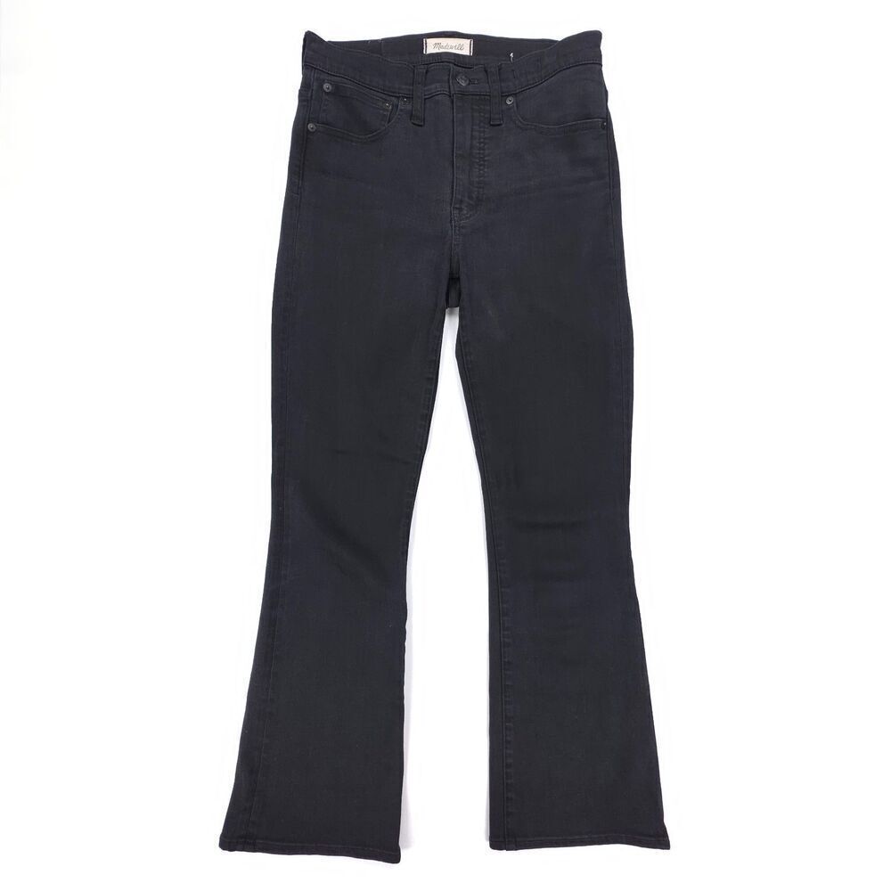 MADEWELL Cali Demi Boot Kick Flare Crop Jeans Black Denim 70s Minimal Boho Tall